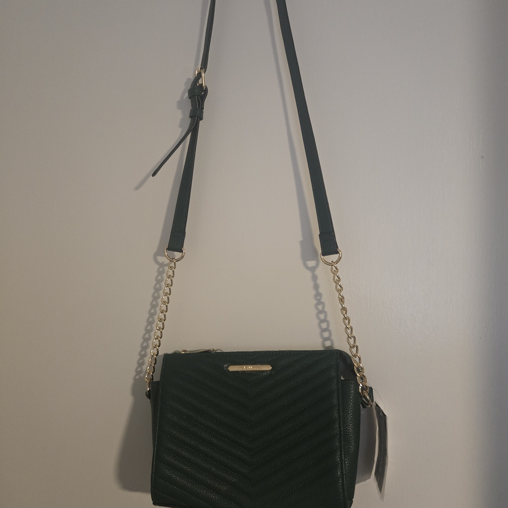 Steve Madden Dark Green Chevron Crossbody Bag